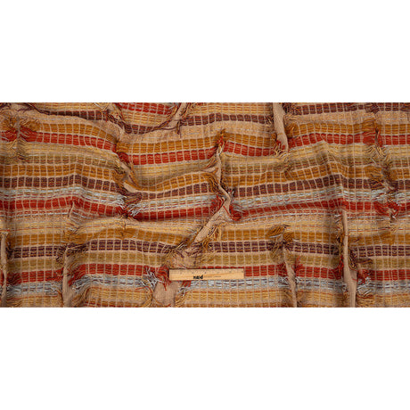 Orange, Honey Yellow and Beige Striped Fringe Novelty Woven