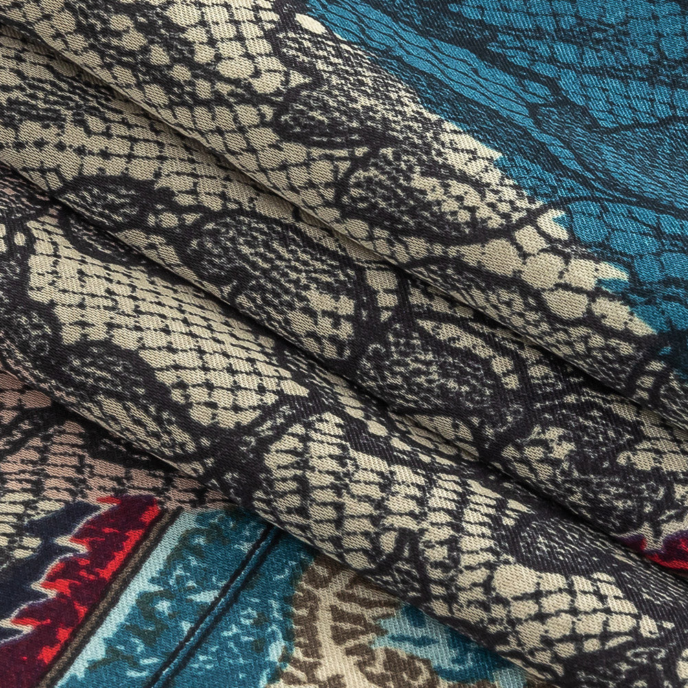 Blue Opal, Teal and Simply Taupe Paisley and Chantilly Lace Printed Polyester Lining
