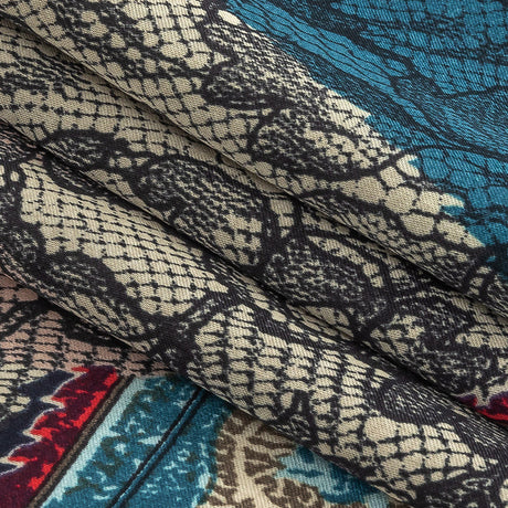 Blue Opal, Teal and Simply Taupe Paisley and Chantilly Lace Printed Polyester Lining