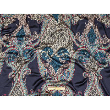 Blue Opal, Teal and Simply Taupe Paisley and Chantilly Lace Printed Polyester Lining