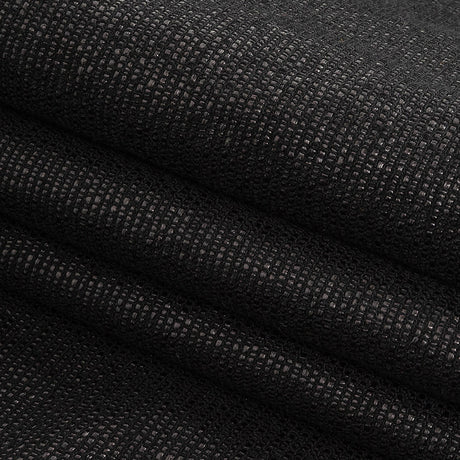 Italian Black on Black Striped Blended Cotton Woven