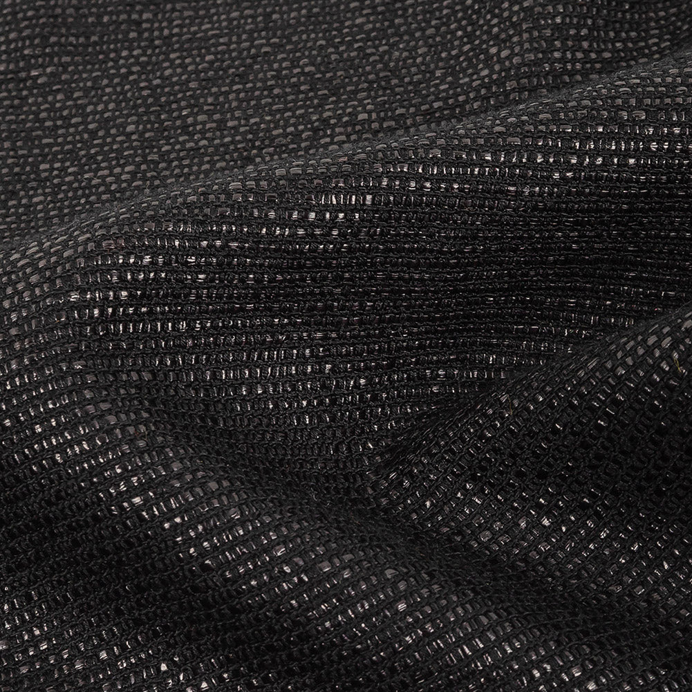 Italian Black on Black Striped Blended Cotton Woven