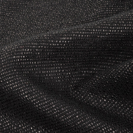 Italian Black on Black Striped Blended Cotton Woven
