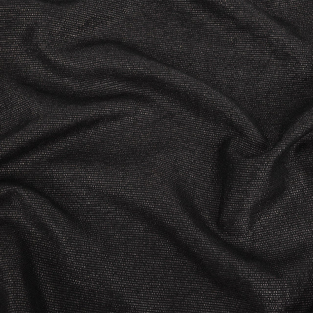Italian Black on Black Striped Blended Cotton Woven