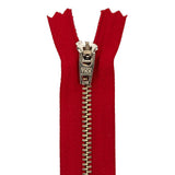 YKK Red Metal Closed Bottom Zipper with Silver Teeth - 4.5"