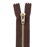 YKK Black Coffee Metal Closed Bottom Zipper with Silver Teeth - 4.5"