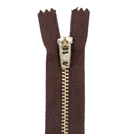YKK Black Coffee Metal Closed Bottom Zipper with Silver Teeth - 4.5"