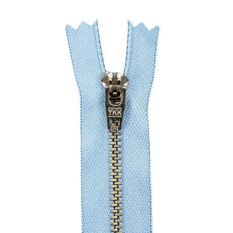 YKK Blue Metal Closed Bottom Zipper with Silver Teeth - 5"
