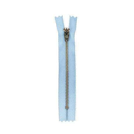YKK Blue Metal Closed Bottom Zipper with Silver Teeth - 5"