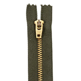 YKK Forest Night Metal Closed Bottom Zipper with Gold Teeth - 5"