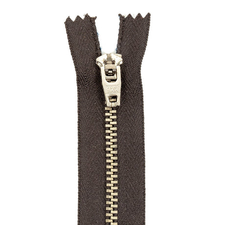 YKK Chocolate Torte Metal Closed Bottom Zipper with Silver Teeth - 5"
