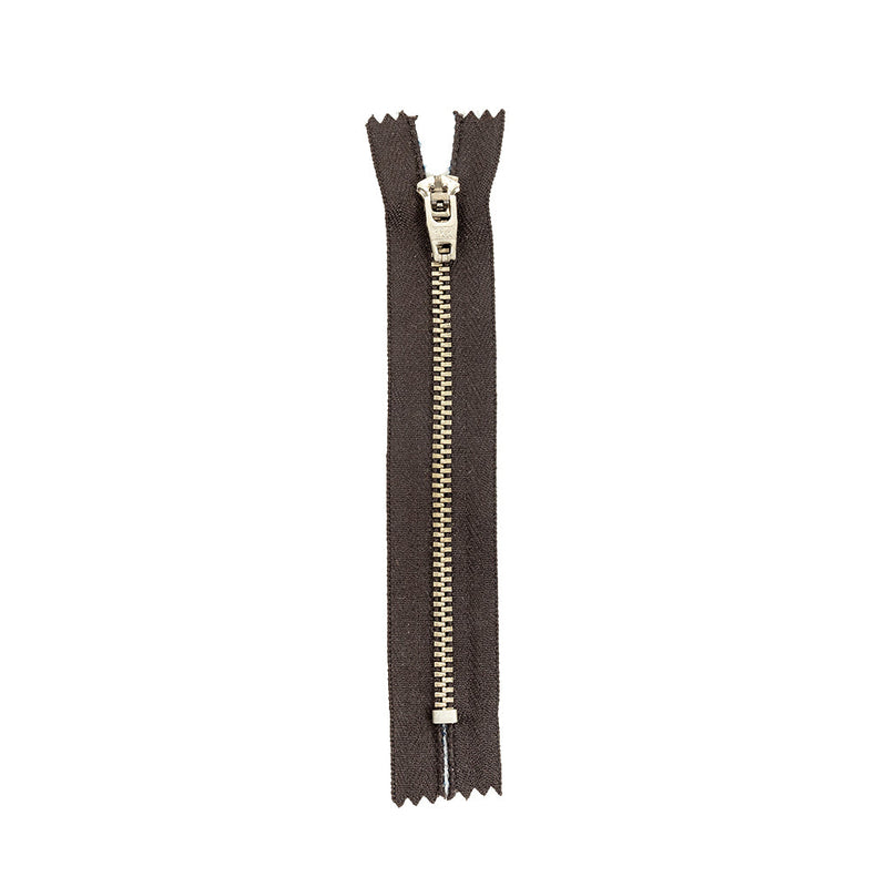 YKK Chocolate Torte Metal Closed Bottom Zipper with Silver Teeth - 5"