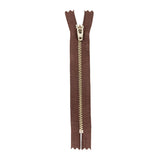 YKK Brown Metal Closed Bottom Zipper with Silver Teeth - 5.5"