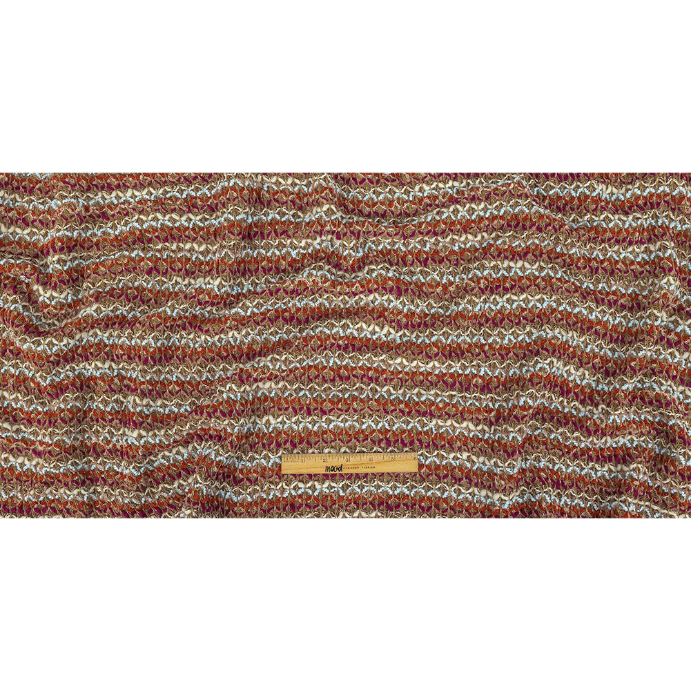 Italian Taupe, Baby Blue and Picante Blended Wool Sweater Knit
