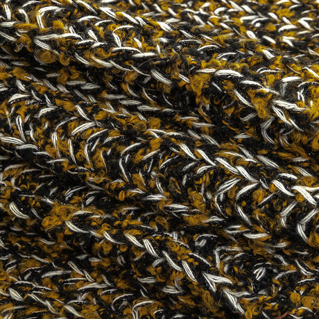 Mustard Gold, Black and Sugar Swizzle Chunky Sweater Knit with Metallic Silver Shimmer