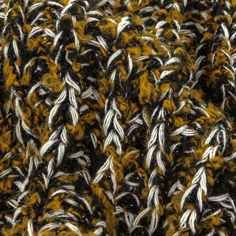 Mustard Gold, Black and Sugar Swizzle Chunky Sweater Knit with Metallic Silver Shimmer