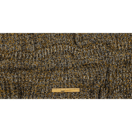 Mustard Gold, Black and Sugar Swizzle Chunky Sweater Knit with Metallic Silver Shimmer