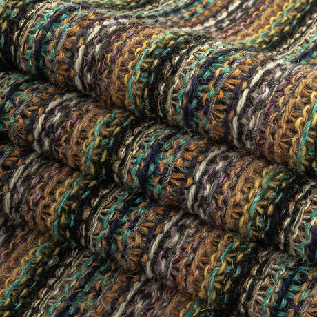 Tangerine, Avocado and Aqua Stripes Cotton Blended Sweater Knit