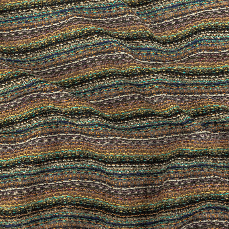 Tangerine, Avocado and Aqua Stripes Cotton Blended Sweater Knit