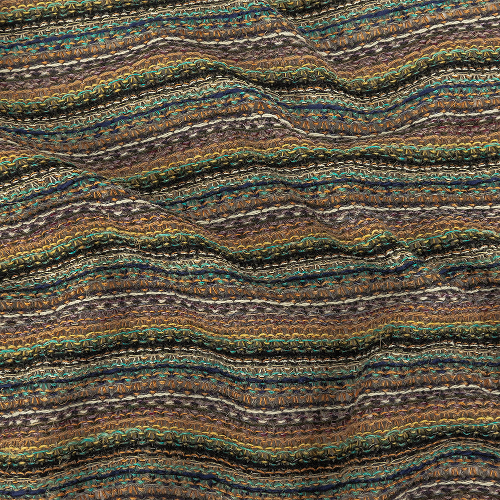 Tangerine, Avocado and Aqua Stripes Cotton Blended Sweater Knit