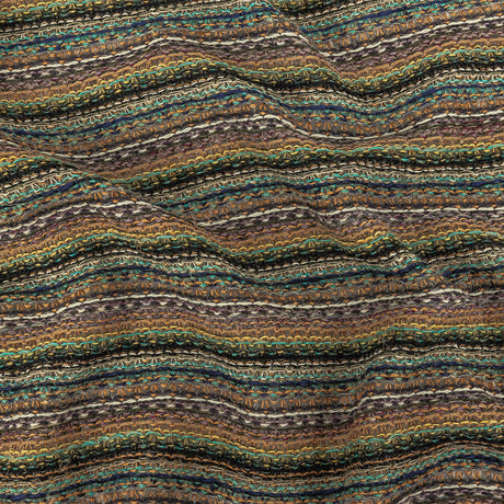 Tangerine, Avocado and Aqua Stripes Cotton Blended Sweater Knit