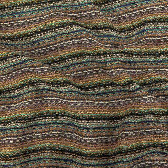Tangerine, Avocado and Aqua Stripes Cotton Blended Sweater Knit
