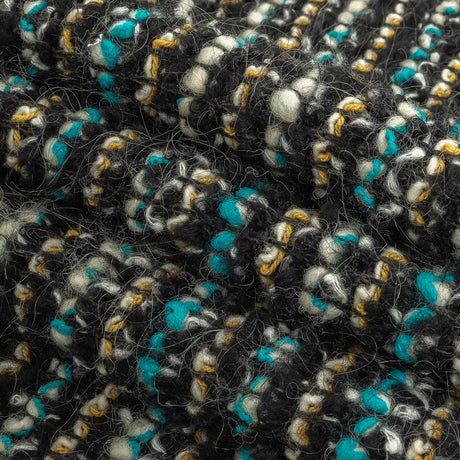 Navy, Aqua and Yellow Striped Chunky Wool Knit
