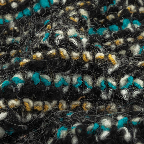 Navy, Aqua and Yellow Striped Chunky Wool Knit