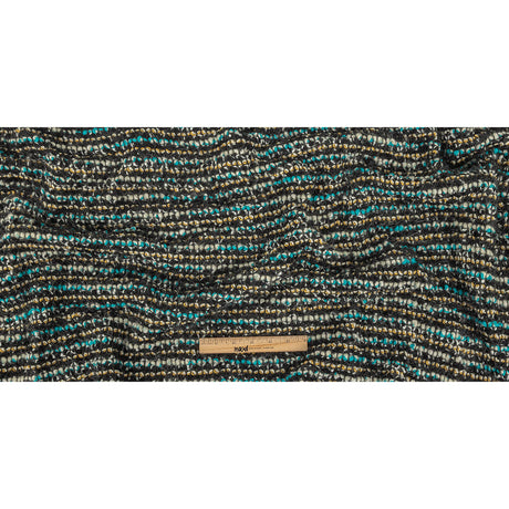 Navy, Aqua and Yellow Striped Chunky Wool Knit