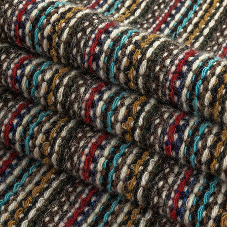 Mustard, Army Green, Blue and Ruby Wine Striped Wool Sweater Knit