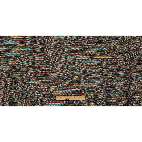 Mustard, Army Green, Blue and Ruby Wine Striped Wool Sweater Knit