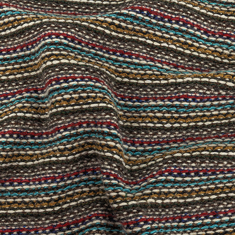 Mustard, Army Green, Blue and Ruby Wine Striped Wool Sweater Knit