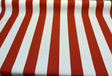 Outdoor Stripe Fresco T-Spun Polyester Fabric - White And Flame Red Horizontal Stripes, 54" Width (1 Yard)
