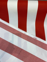 Outdoor Stripe Fresco T-Spun Polyester Fabric - White And Flame Red Horizontal Stripes, 54" Width (1 Yard)