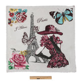 French Pearl and Pink J'Adore Paris Cotton Blend Oversized Square Patch - 18.875"