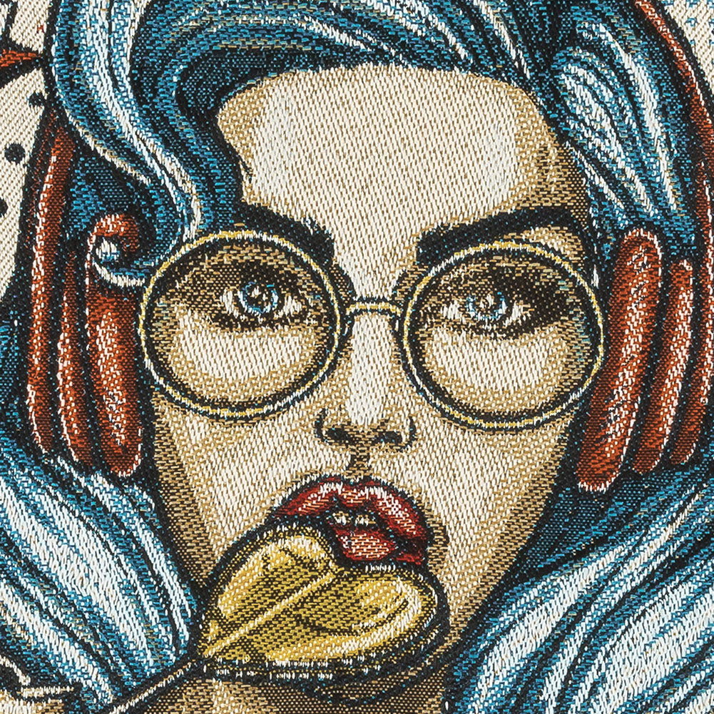 French Blue Girl with Lollipop Oversized Square Patch - 18.875"