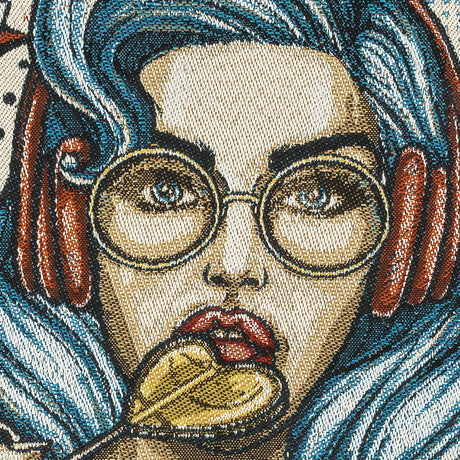 French Blue Girl with Lollipop Oversized Square Patch - 18.875"