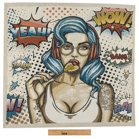 French Blue Girl with Lollipop Oversized Square Patch - 18.875"