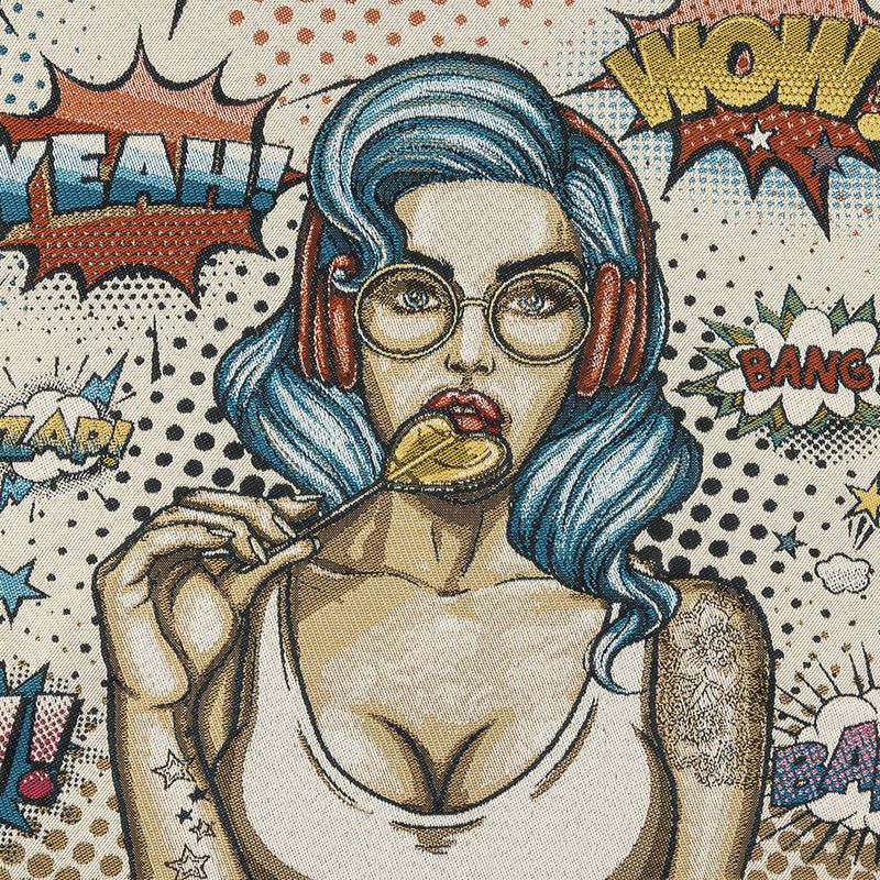 French Blue Girl with Lollipop Oversized Square Patch - 18.875"