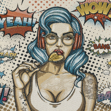 French Blue Girl with Lollipop Oversized Square Patch - 18.875"