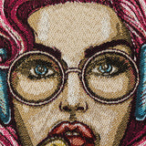 French Beige and Pink Girl with Lollipop Oversized Square Patch - 18.875"