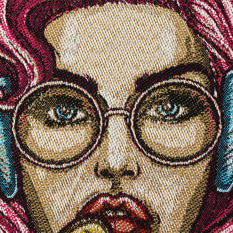 French Beige and Pink Girl with Lollipop Oversized Square Patch - 18.875"