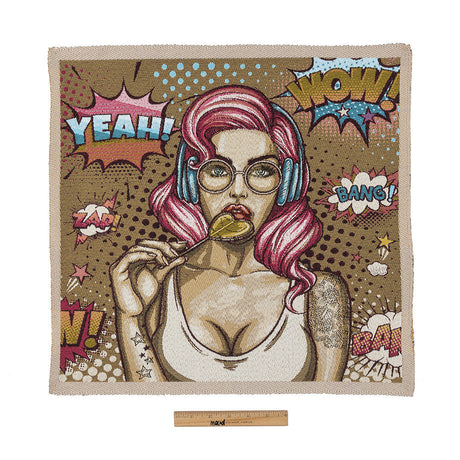 French Beige and Pink Girl with Lollipop Oversized Square Patch - 18.875"