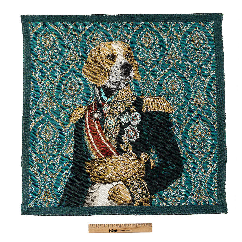 French Teal Woof Marshal Cotton Blend Oversized Square Patch - 18.875"