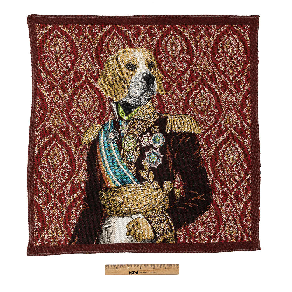 French Burgundy Woof Marshal Cotton Blend Oversized Square Patch - 18.875"