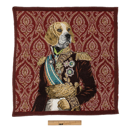 French Burgundy Woof Marshal Cotton Blend Oversized Square Patch - 18.875"