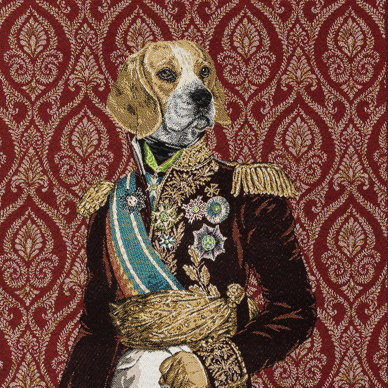 French Burgundy Woof Marshal Cotton Blend Oversized Square Patch - 18.875"