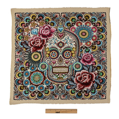 French Pale Yellow Sugar Mandalas Oversized Square Patch - 18.875"