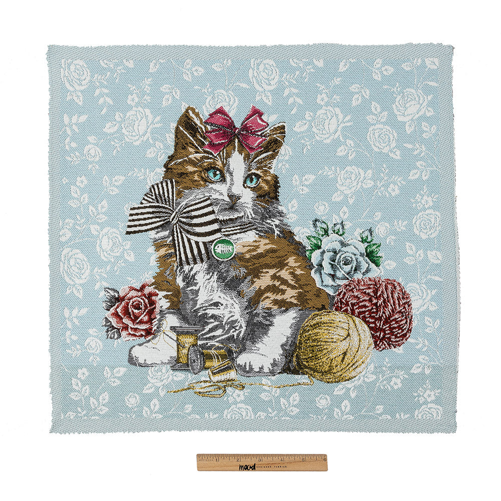 French Light Blue Posed with a Bow Cotton Blend Oversized Square Patch - 18.875"