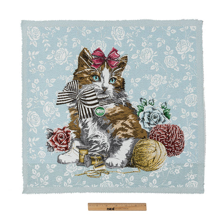 French Light Blue Posed with a Bow Cotton Blend Oversized Square Patch - 18.875"